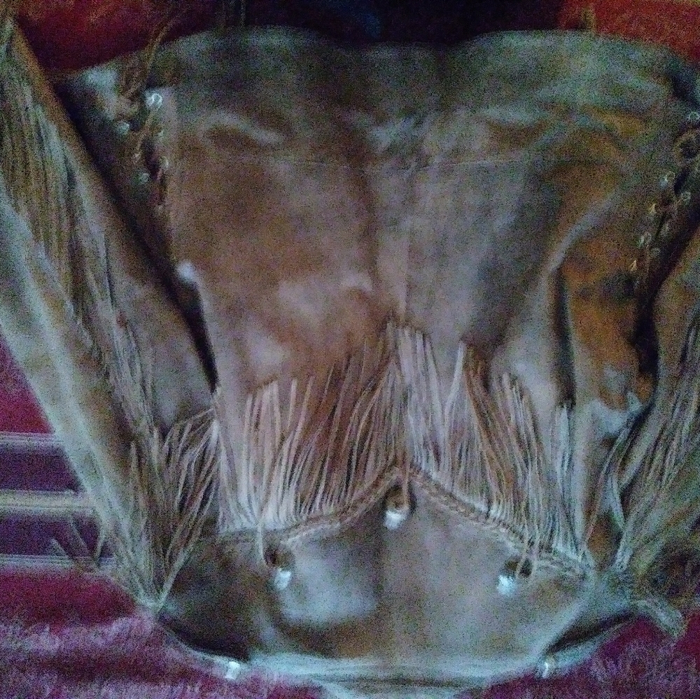 Western style leather fringed coat..New - Picture 3 of 4